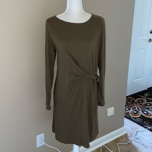 Aerie Olive Green 100% Cotton Dress, Side Tie, NWT, Size Large